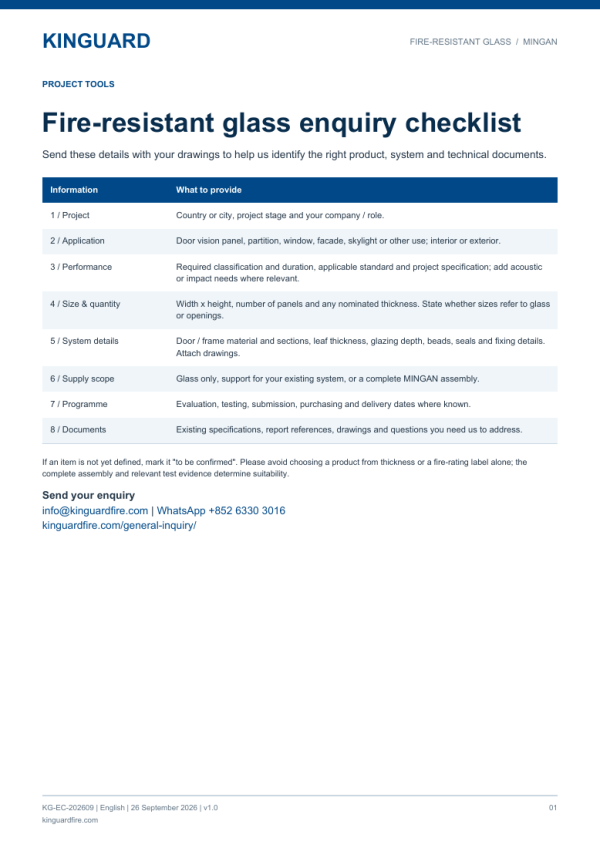 Fire-Resistant Glass Enquiry Checklist